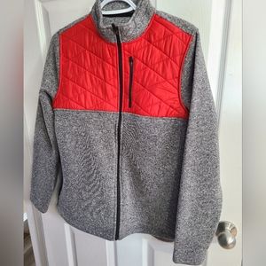 Zyia Red Quilted Ash Full Zip Jacket Size Large